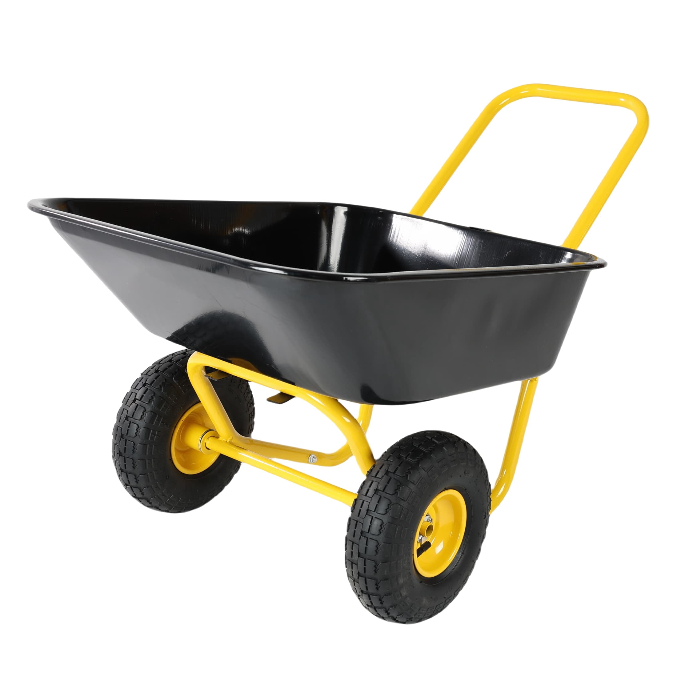 35L Two-Wheeled Garden Cart Wheelbarrow 10 Inch Pneumatic Tires Leakproof Heavy Duty Utility Wheel Barrow for Garden Warehouse Outdoor