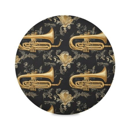 

Round Plate Mat 15.4x15.4 Inchesx4 Placemat Table Mat Kitchen Mat Coffee Mat Fabric Thick Strong Wear-Resistant Heat Resistance Golden Horn