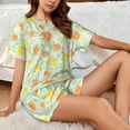 thumbnail image 6 of Kdxio Tree Palms Lemon Print Pajamas Sets for Women Short-Sleeved Pjs with Lounge Shorts Two Piece Sleepwear S-4XL, 6 of 8