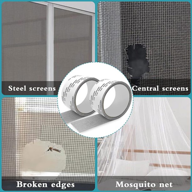 Cinta de reparación de mosquitera - Parche de reparación de mosquitera Reparación de ventanas Adhesivo Kit de mosquitera Reparación de mosquitera 5 X 2m Gris 2 piezas Banban ZefeiWu 8390606916297