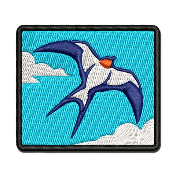 Barn Swallow Bird in Flight Applique Multi-Color Embroidered Iron-On Patch - 2.5 Inch Small