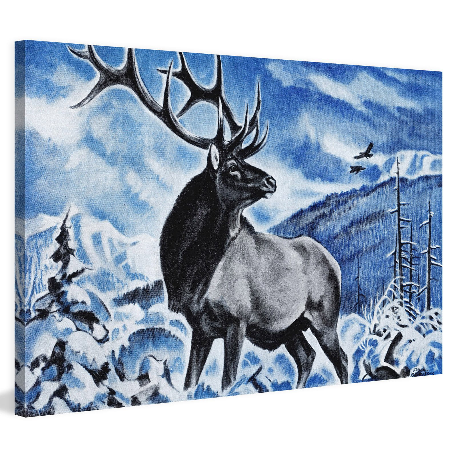 "The Last Elk" Painting Print on Wrapped Canvas