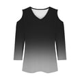 thumbnail image 6 of Womens Tops 3/4 Length Sleeve Tops Neck Casual Print Tunic T Shirts Three Quarter Length Tops Blouses For Women, 6 of 7