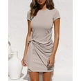 thumbnail image 2 of Vestido de verano para mujer, informal, de manga corta, 2022, cuello redondo, ceñido al cuerpo, con lazo fruncido en la cintura, minivestidos Xemadio WMZL-907-1, 2 of 5