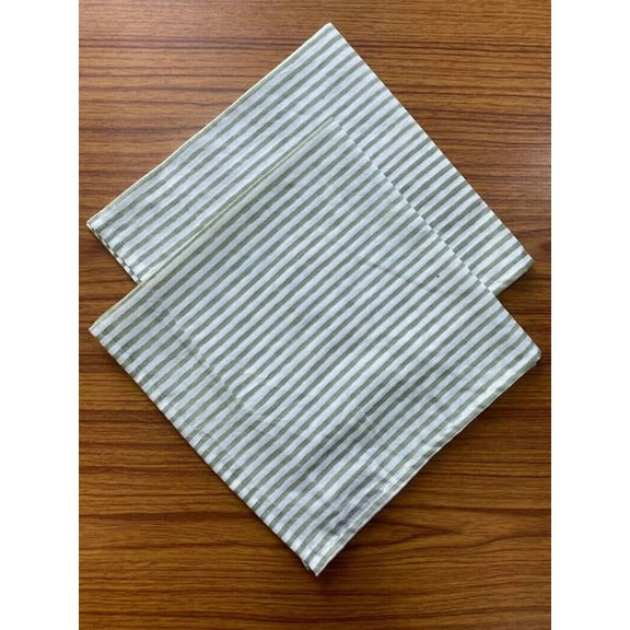 New Era Creation Sage Green Indian Hand Block Striped Printed Cotton Cloth Soft Napkins Cocktail,Dinner Gift for mom