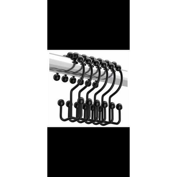 12 Pack Metal Shower Curtain Hooks Rings Double Glide Roller Set For Bathroom