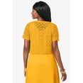 thumbnail image 3 of Jessica London Women's Plus Size V-Neck Short Sleeve Open Front Button Up Crochet Shrug, 3 of 5