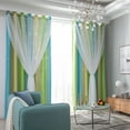 thumbnail image 4 of Gomelly Kids Room Darkening Curtain Double Layers Blackout Window Modern Thermal Insulated Girl Star Hollow Out Rainbow Stripe Gradient Color Bedroom Panel Grommet Top Drape Green W:39"xL:78", 4 of 5