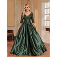 thumbnail image 3 of Women's Formal Dress Wedding Guest Dress Bell Sleeve Bridesmaid Dress Maxi Evening Dress, 3 of 5
