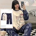thumbnail image 1 of Conjuntos de Pijamas anudados para Mujer, ropa de dormir de dinosaurio de dibujos animados para adolescentes, ropa de casa para niñas, moda de primavera y otoño, 1 of 4