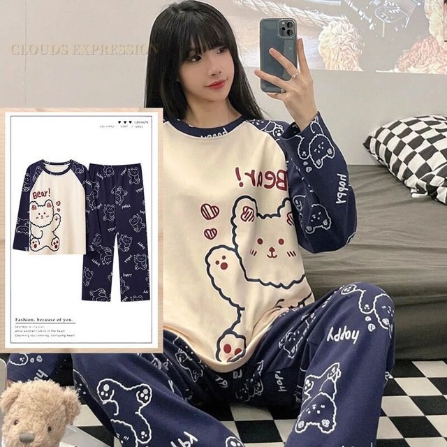 Conjuntos de Pijamas anudados para Mujer, ropa de dormir de dinosaurio de dibujos animados para adolescentes, ropa de casa para niñas, moda de primavera y otoño