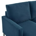 thumbnail image 6 of Loveseat Sofa Couch, Azure Navy Blue, Fabric, Living Kitchen Cafe Bistro Hospitality Restaurant, Modern Contemporary HB34291, 6 of 8