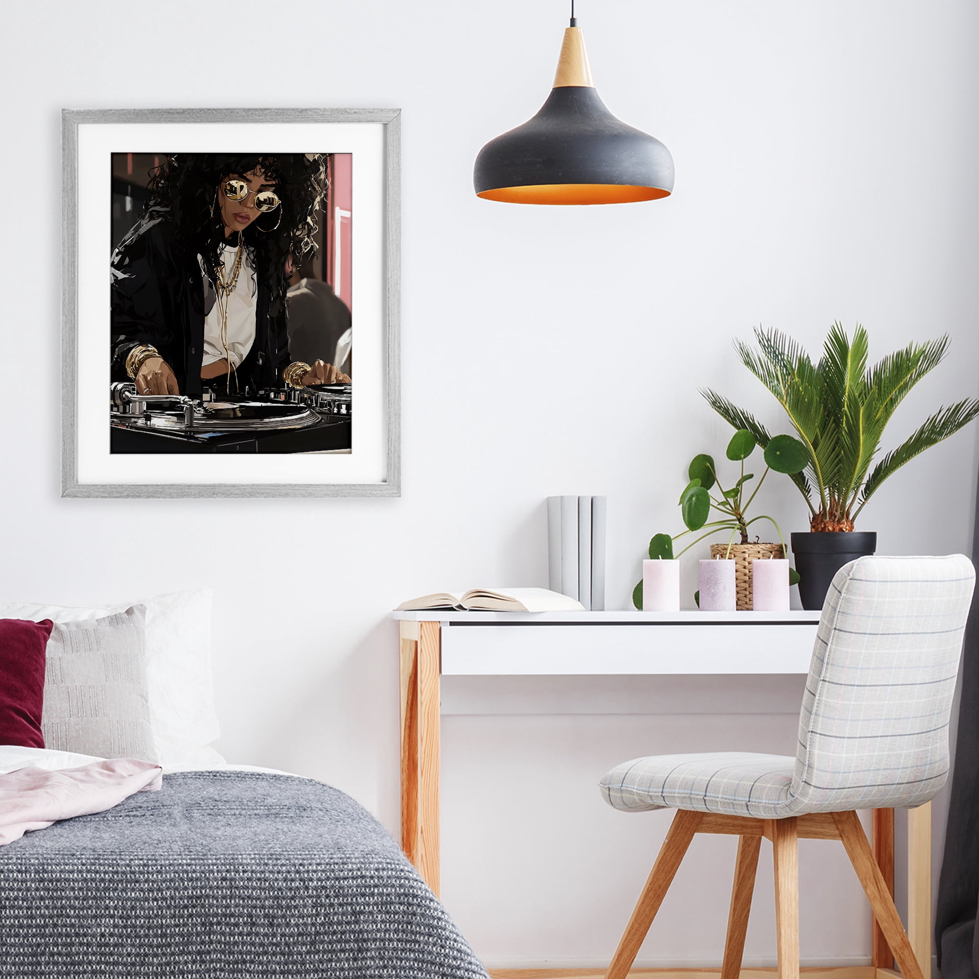 Stupell Industries DJ Focused On Turntables Gray Framed Print Under Glass, design by Franklyn Gregory
