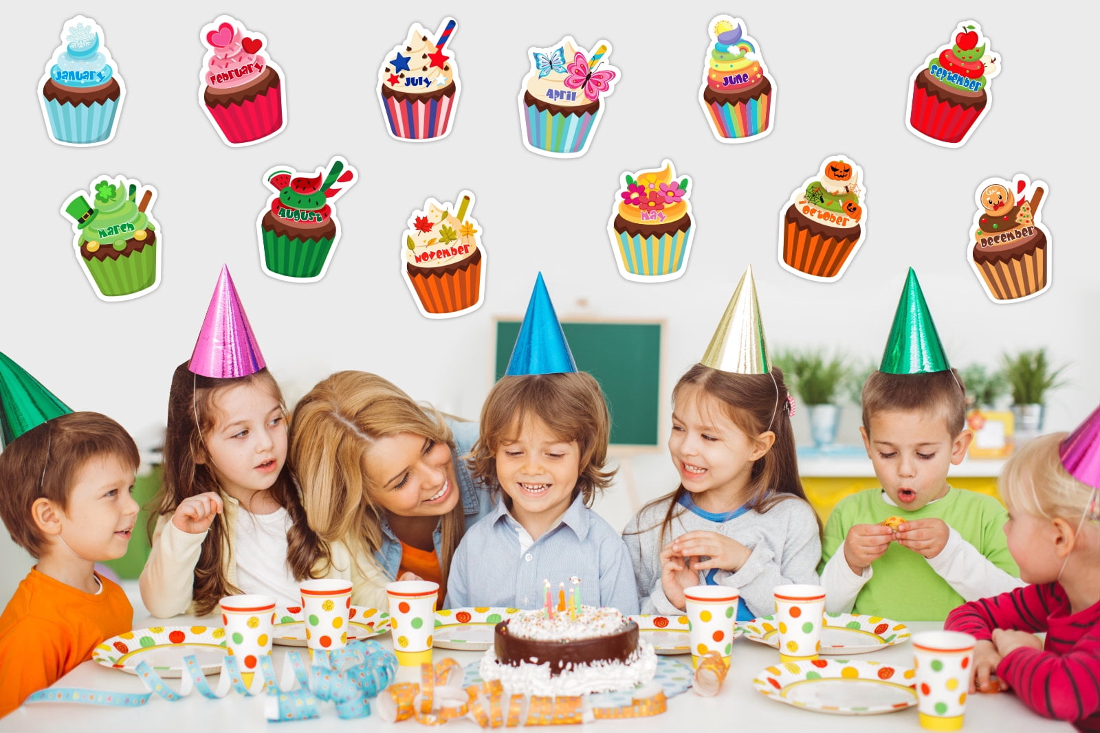 WaaHome Birthday Cupcake Cutouts Classroom Bulletin Australia | Ubuy