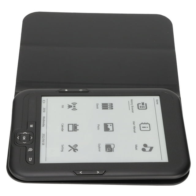 Lecteur Électronique 6 Po, Écran à Encre HD 800x600, Touches de Navigation Multifonction, Mémoire 4 Go/8 Go/16 Go, Prend en Charge Divers Formats de Fichiers, avec Couvercle de Protection pour Système d'Exploitation, Noir
