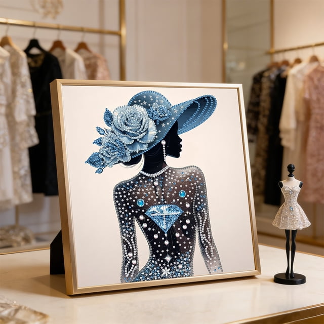 Elegant Lady DIY Rhinestone Art Kit, Graceful Female Figure Pattern High Quality Canvas Shiny Diamonds Full Partial Drill for Home Wall