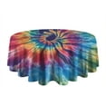 thumbnail image 5 of Colorful Rainbow Tie Dye Spiral Pattern Round Tablecloth 60"x60",Wrinkle Wipeable Table Cloth for Kitchen Dining Room Picnic Patio Party, 5 of 6
