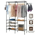thumbnail image 3 of Metal Garment Rack,Hanging Clothes Rack Storage Shelves with 2 Side Hooks,Portable Freestanding Multifunctional Wardrobe Closet, 3 of 8