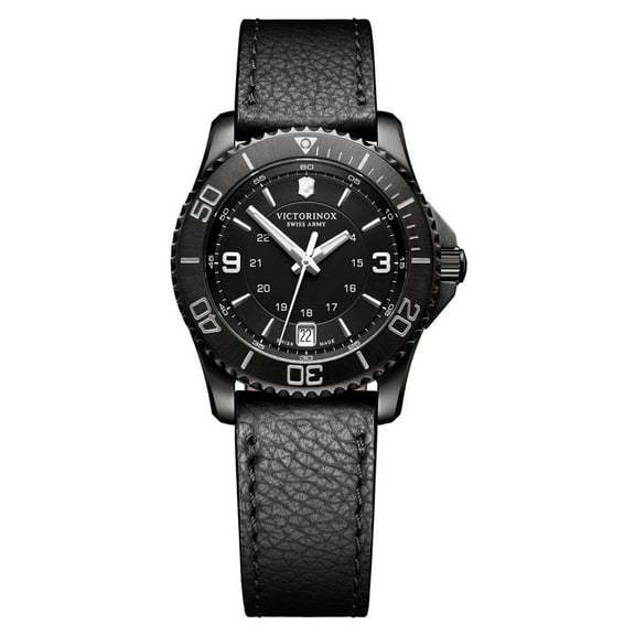 Victorinox Women's Swiss Army 241788 Maverick Small Black Leather Strap Watch
