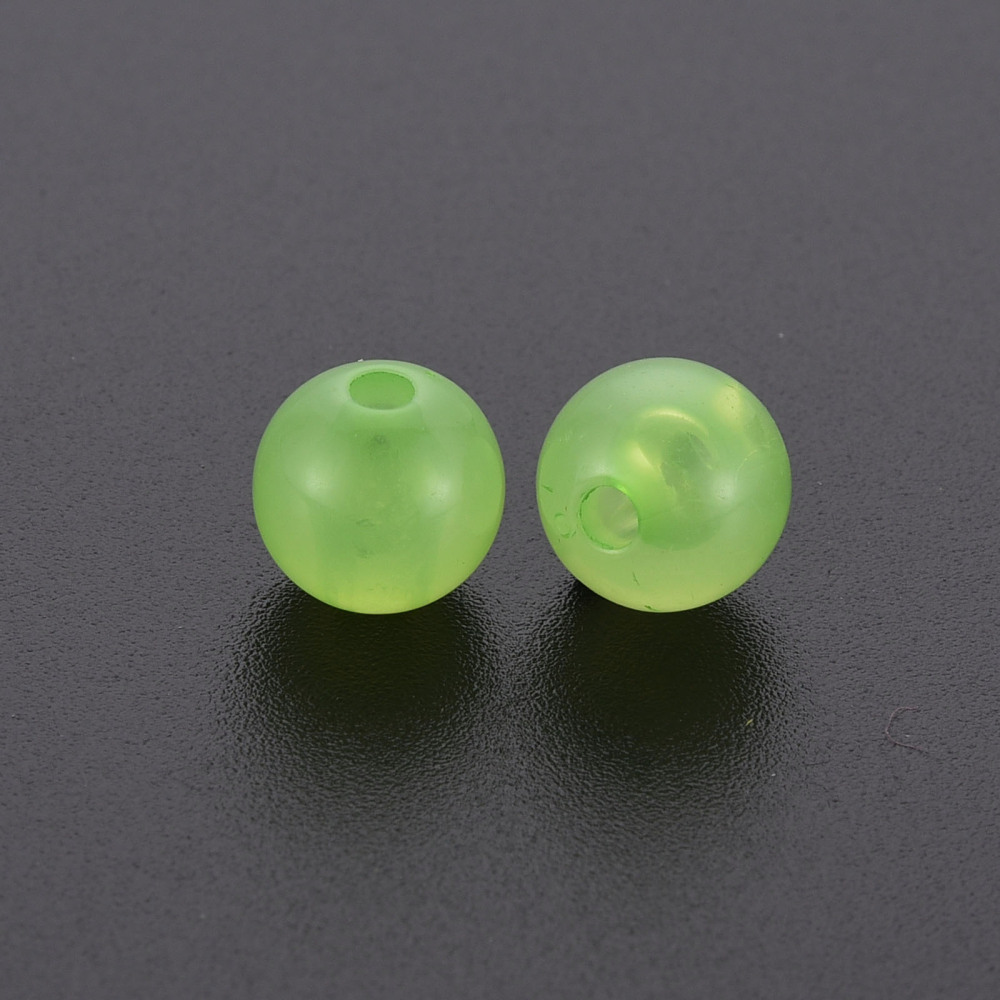 Imitation Jelly Acrylic Beads Round Light Green 8x7.5mm Hole: 1.8mm 1745pcs/500g