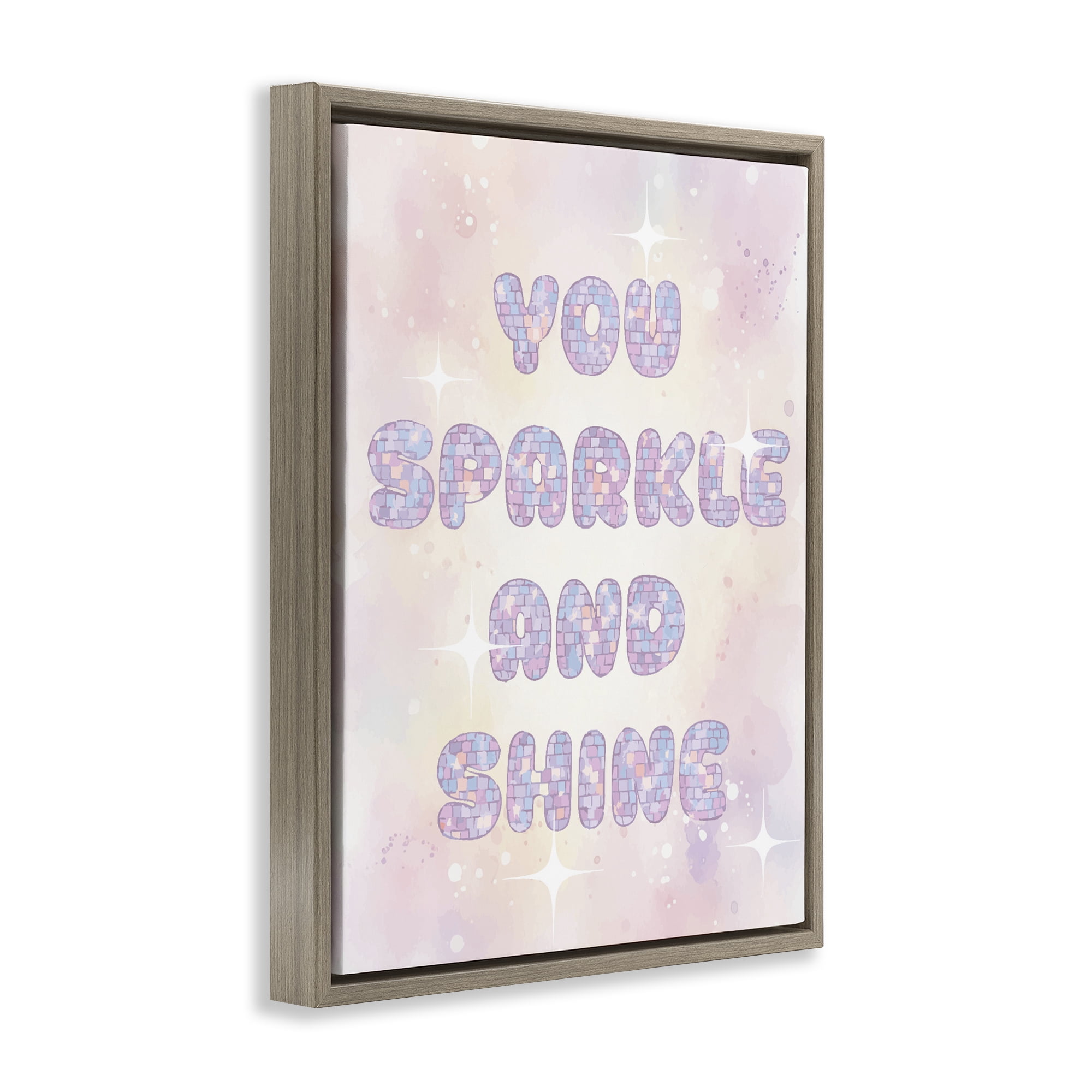 Stupell Industries You Sparkle And Shine Pastels Brown Framed Floater Canvas Wall Art, design by Lil' Rue