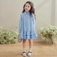 thumbnail image 2 of RMGVDSD Girls Dresses Elegant Little Girl's Long Sleeve Shirt Dress Collar Layered Ruffle Tiered Dress School Casual Sundress 4-5 Years, 2 of 8