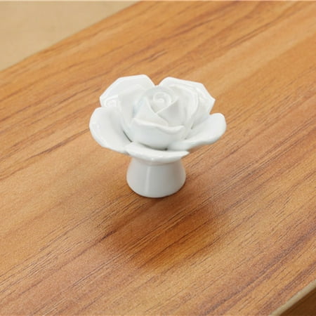 - Rose Ceramic Cabinet Wardrobe Drawer Cupboard Knob Pull Handle