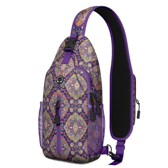 Retro Floral Crossbody Daypack Lightweight Sling Backpack for Students and Travelers