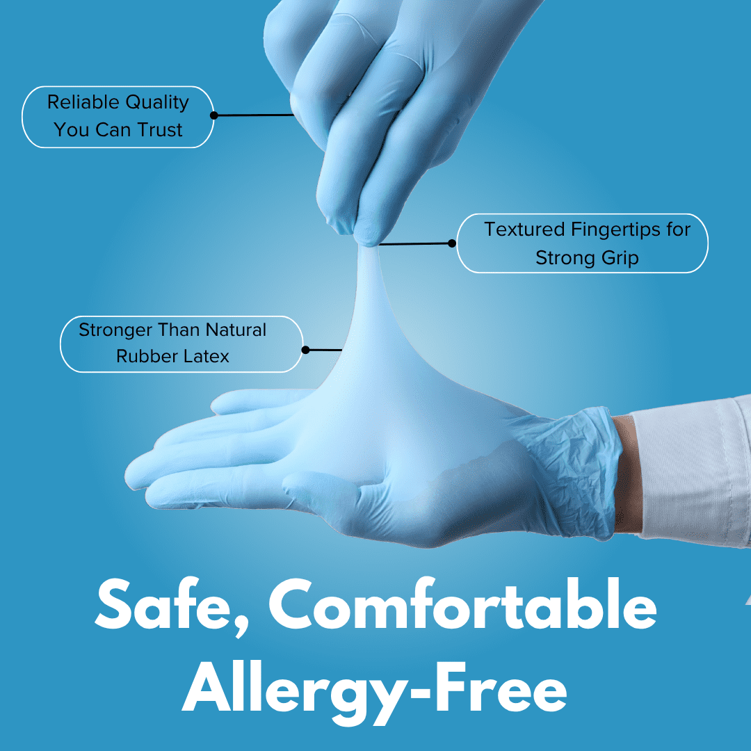 KINGFA Unisex Nitrile Medical Exam Gloves, Disposable, Blue, XL, 1000-Piece