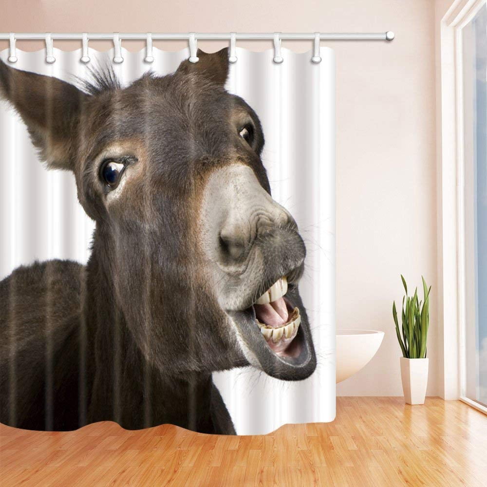 WOPOP Animal Lover Cute Funny Donkey Polyester Fabric Bathroom Shower