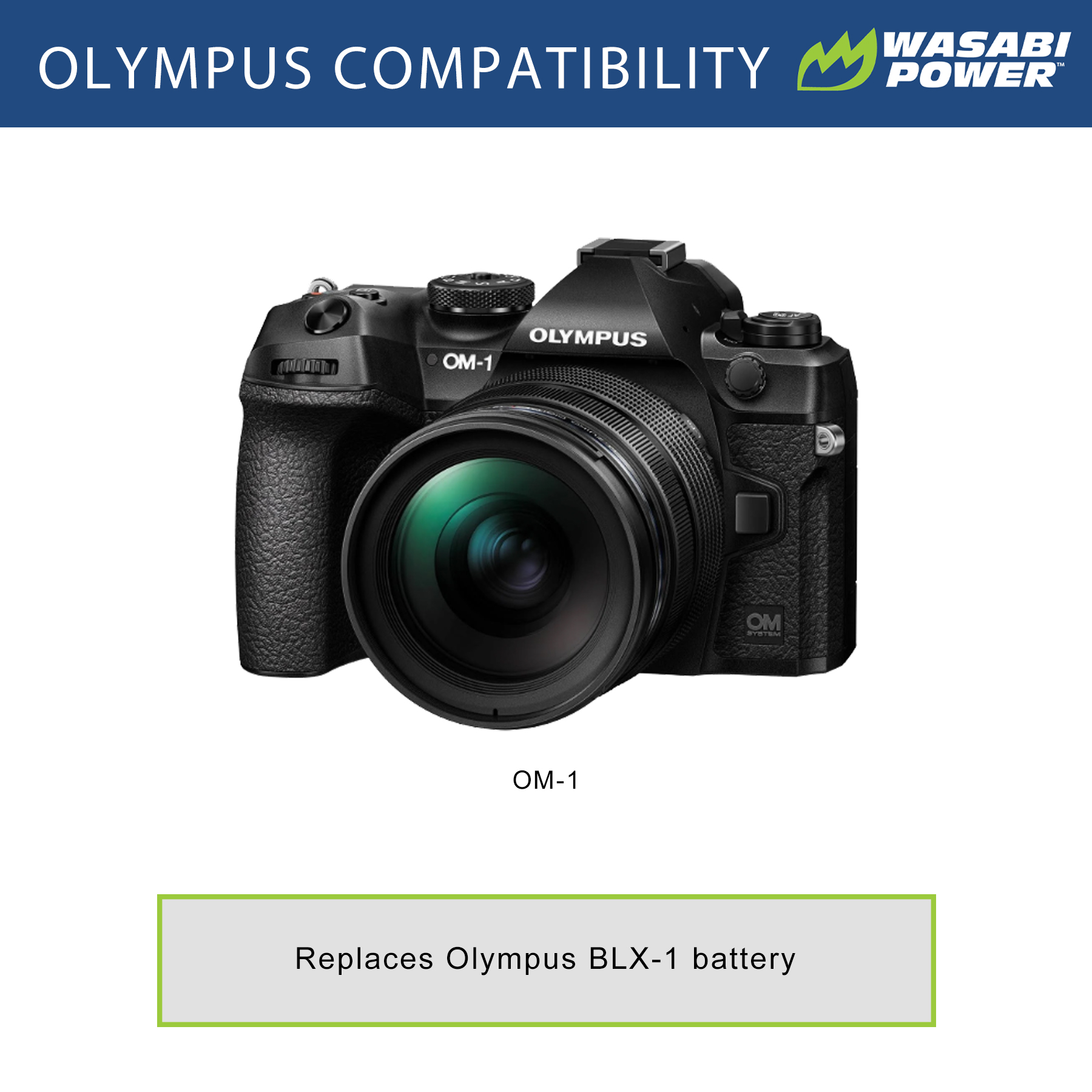 Wasabi Power 2-Pack Battery + USB Charger For Olympus BLX-1 - KIT-FC-BLX1