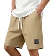 thumbnail image 2 of Mens Casual Shorts Cotton Drawstring 9 inch Waffle Shorts Stretch Elastic Waist Summer Beach Lounge Sweat Shorts Khaki M, 2 of 9