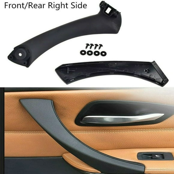 ALLTIMES Front Rear Right Side Inner Door Handle Pull Trim Cover for BMW 3 Series E90 E91 05-12, 51419150336, 51417230850, Black ABS PC Leather
