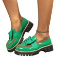 thumbnail image 2 of Domuza Women's Bow Decor Platform Loafer Shoes, Glossy Patent Leather Chunky Lug Sole Slip On Fashion Dress Shoes for Office Daily Casual Wear Green 9（EU-42）, 2 of 6