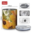 thumbnail image 4 of 12oz Coffee Tumblers Beige Calligraphy Sunflower Pattern Stainless Steel Vacuum Insulated Travel Tumbler Coffee Cups Mug with Lid and Straw with Cleaning Brush for Cold & Hot Drinks, 4 of 5