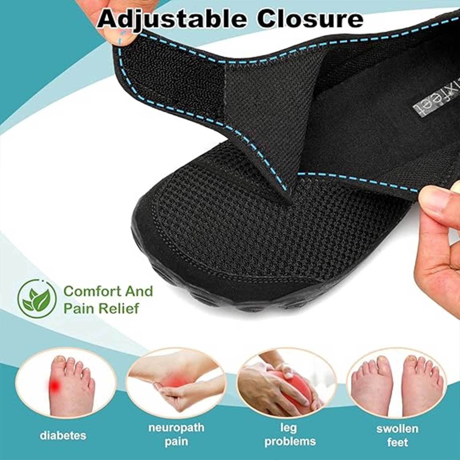 Leisfit Women Men Wide Diabetic Barefoot Shoes Adjustable Walking Sneakers