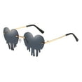 thumbnail image 5 of Melting Heart Sunglasses for Women Men, Rimless Irregular Metal Sun Glasses, Colorful Fashion Eyewear for Party, Prom, Festival, UV Protection, Lightweight Trendy Sunglasses, Yellow, 5 of 7