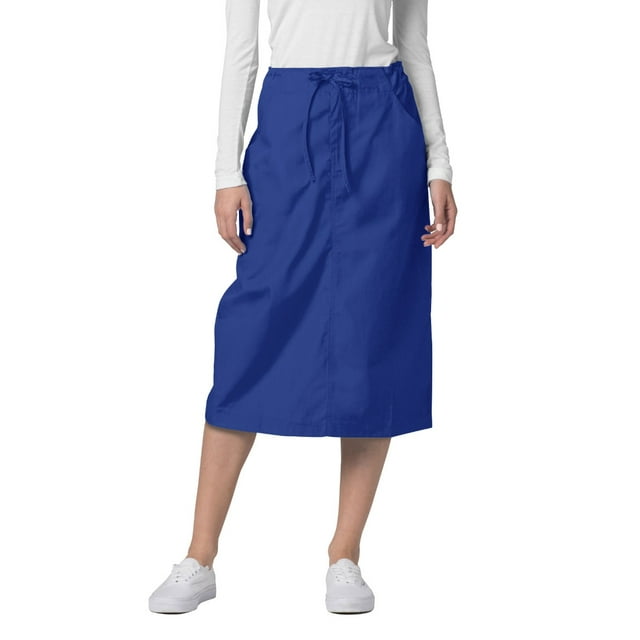 Adar Universal Scrub Skirts For Women - Mid-Calf Drawstring Scrub Skirt