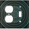 thumbnail image 4 of Metal Light Switch Plate Cover Teal Black Mandala Circle Tile Pattern MDL012, 4 of 13