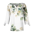 thumbnail image 3 of LEAVINGSUO Fall Winter V Neck Long Tops for Women, Womens Tops Clearance Fashion Woman V Neck Three Quarter 3/4Sleeve T Shirt AutumnBlouse Tops Sweatshirt, 3 of 4