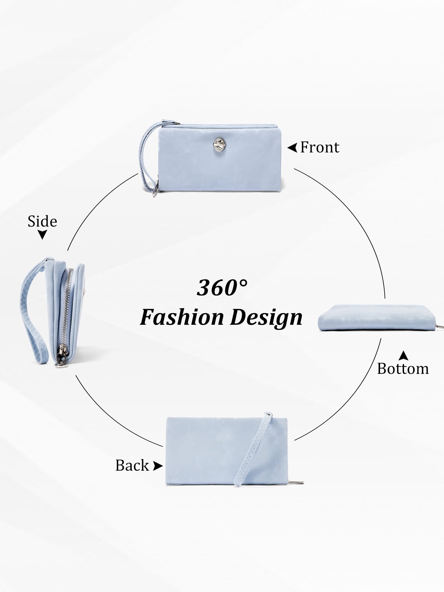 Punplita Women Wallet Leather Long Wallets for Women with Zipper and Card Holder