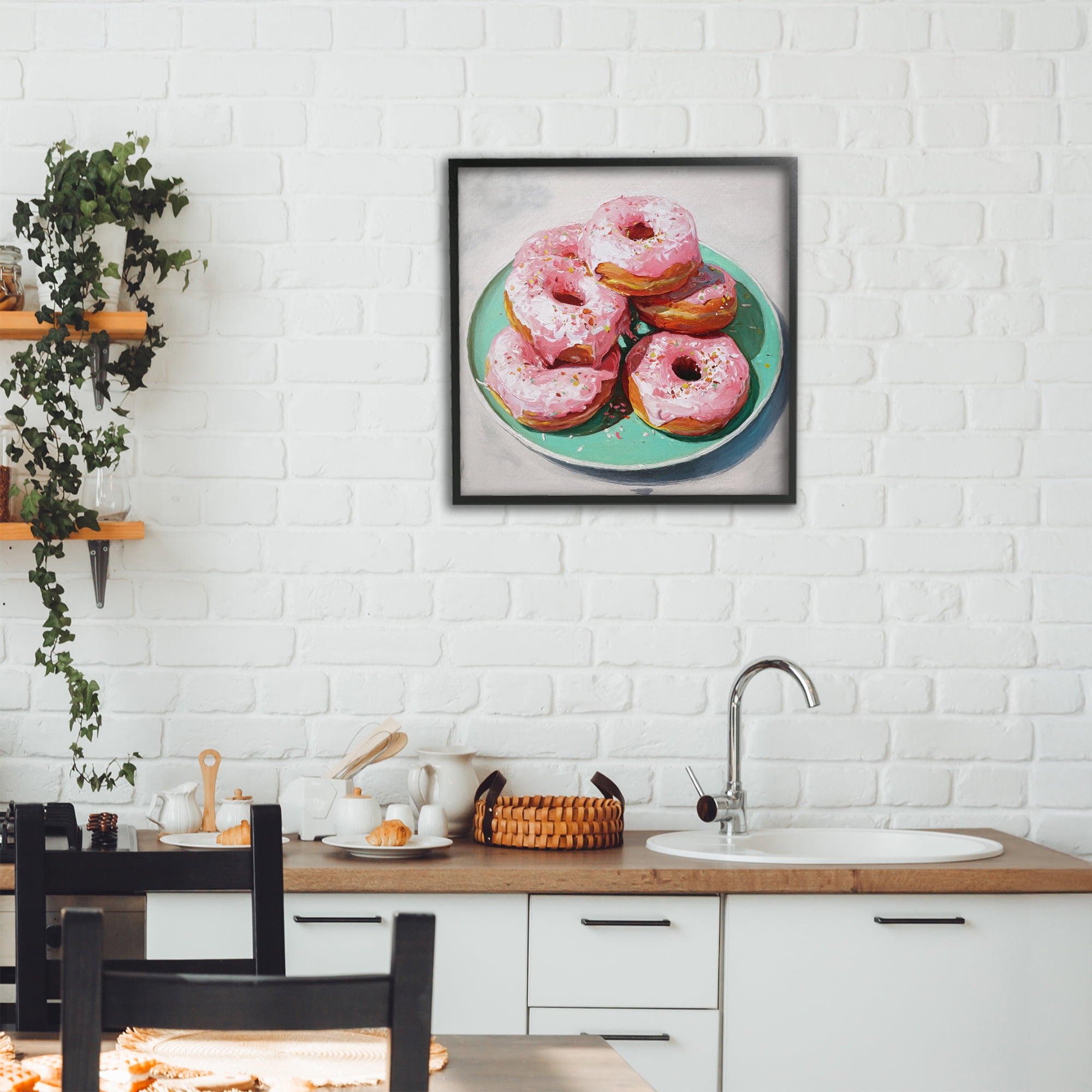 Stupell Industries Pink Frosted Donuts Black Framed Giclee Art, design by Tina LeCour