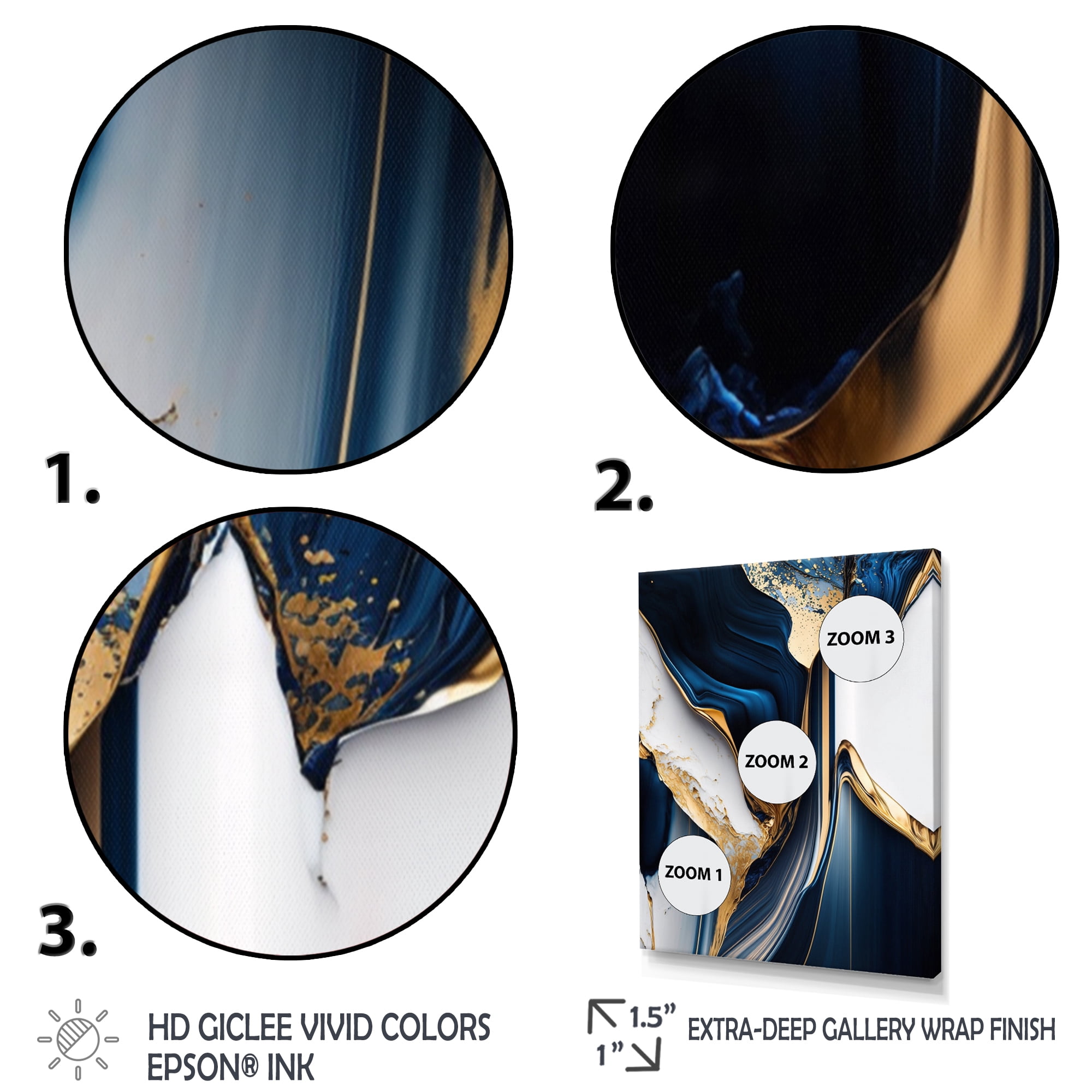 Designart Abstract Geode Waves Gold I Canvas Wall Art