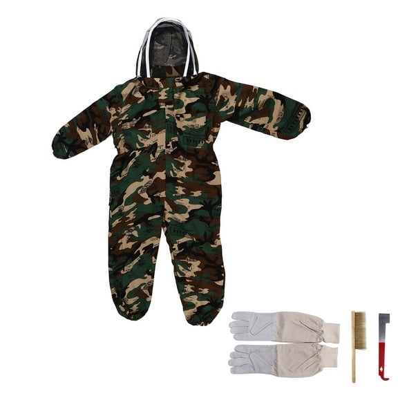 Bee Keeping Suit XL Beekeeper Coverall Total Protection with XXL Canvas Gloves Bristle Bee Sweep Stainless Steel Knife