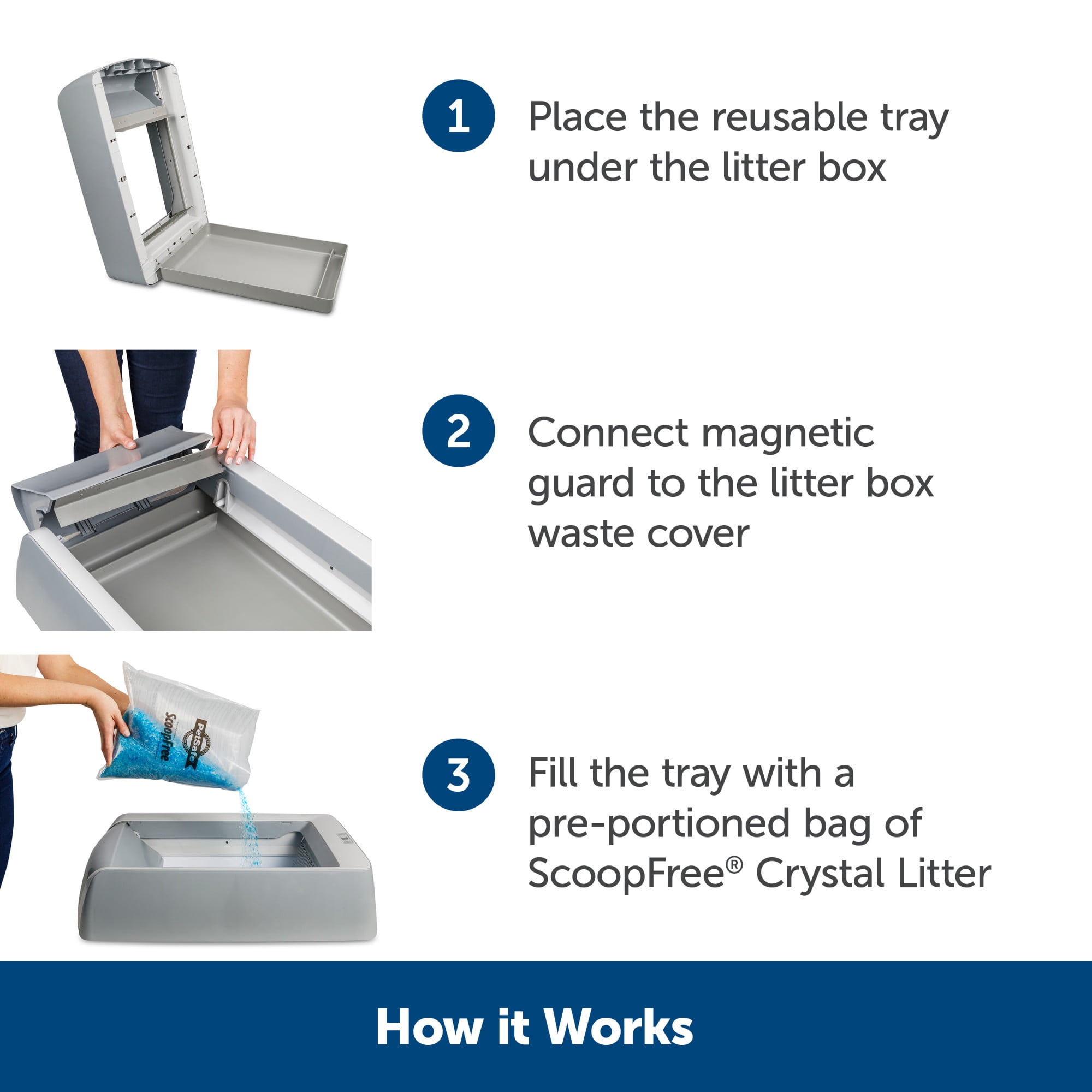 PetSafe ScoopFree Reusable Tray for Cat Litter Boxes - Includes 4.3 lb of Premium Blue Non Clumping Crystal Litter - Compatible with All PetSafe ScoopFree Automatic Self Cleaning Litter Boxes