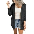thumbnail image 5 of Enjoytime Women's Lightweight Cardigan Solid Color 3/4 Sleeve Plus Size Tops Open Front Button Loose Short Cardigans Outerwear, 5 of 7