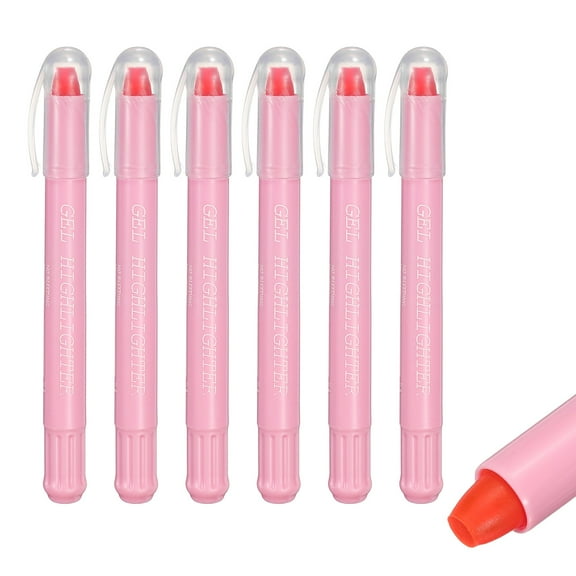 Light Pink Gel Highlighters, 6Pack Gel High Lighters No Bleeds Highliters Pens Wax Crayon Neon Clear View Bright Marker Pen Twist Up Gel Stick Cute for Books Office Adults