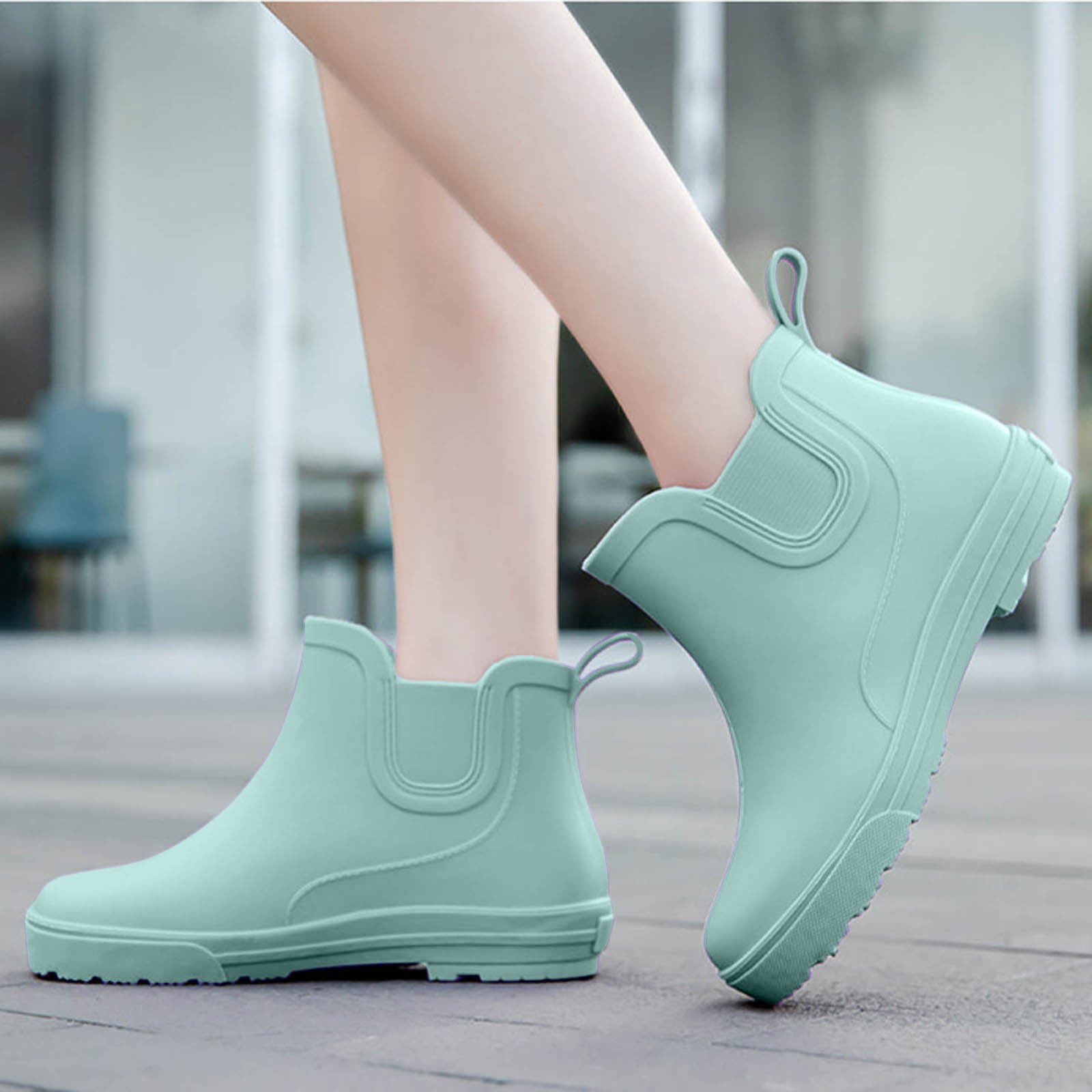 Juosiy Women's Short Rain Boots Water-proof Comfortable Insole Lightweight Stylish Ankle Outdoor Water Shoes
