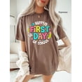 thumbnail image 5 of VibeNest Studio Unisex Happy First Day of School Retro Cute Teacher Back to School Garment Dyed Graphic T-Shirt, 5 of 9