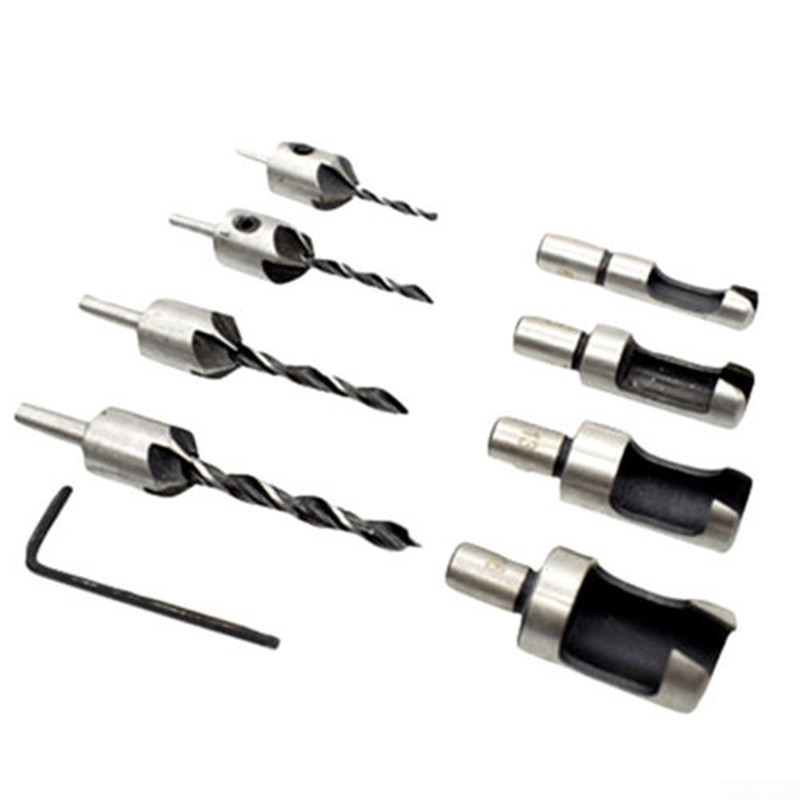 Hot 8pcs/set Screw Countersink Plug Cutter DrillBits Wood Drilling